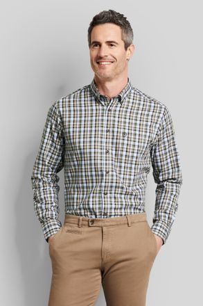 Bugatti Herren Geruit overhemd met button-down kraag