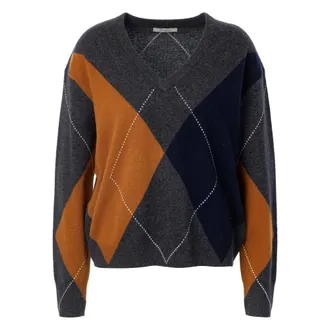 Jcsophie Philippa Gebreide Pullover - Dames - V-hals truien - Veelkleurig - XL - Truien & Vesten