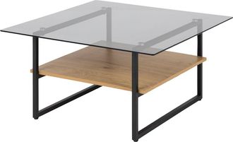 Selsey Hideko - Mesa De Centro Vidrio - Roble / Negro - Con Un Estante - Industrial - Selsey