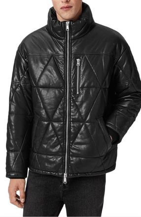 AllSaints Brockwell Quilted Leather Jacket in Black at Nordstrom, Size X-Large