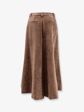 Brunello Cucinelli Womens Velvet Skirt With Monili Detail, Brown Viscose