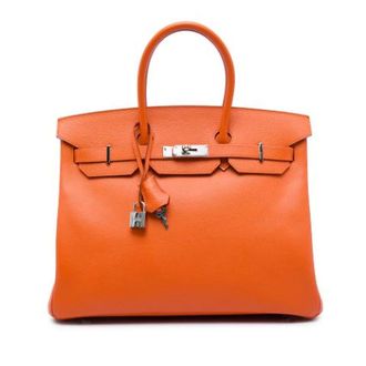 Herm&egrave;s Pre-owned Birkin 35 - Dames - Pre-owned - Oranje - Maat: ONE Size Leer