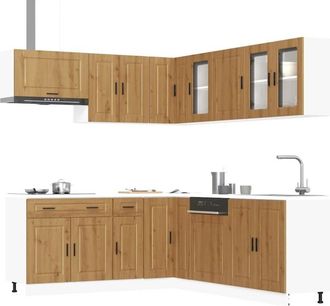 vidaXL Vidaxl - Mueble De Cocina Porto 11 Piezas Artesanal Roble