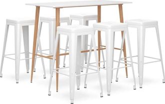 vidaXL 7 Piece Bar Set White vidaXL
