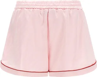 Off-white Jacquard Satin Pajama Shorts - Pink