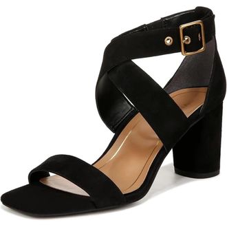 Vionic Marsanne Sandals W Black Suede Ankle Strap Block Heel HAWK2273