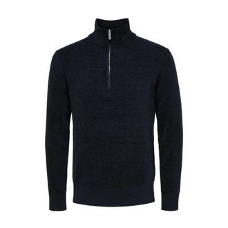 Selected Rodney High Neck Half Zip Pullover - Heren - Truien - Blauw - Maat: M