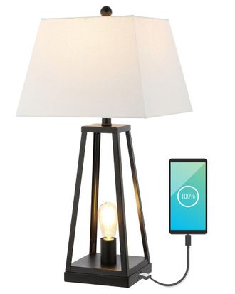 Jonathan Y Designs Jonathan Y Waylon 28In Industrial Iron Nightlight Led Table Lamp With Usb Charging Port