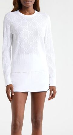 G/Fore Pointelle Knit Crewneck Golf Sweater in Snow at Nordstrom, Size X-Large