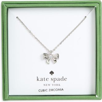 Kate Spade New York Mini Bow Pendant Necklace in Clear/Silver at Nordstrom Rack