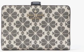 Kate Spade New York Womens Flower Pvc Medium Compact Bifold Wallet - Black - One Size