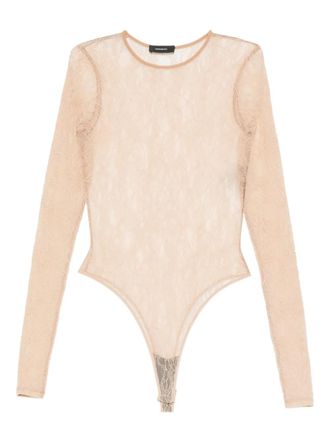 Wardrobe.NYC Body a maniche lunghe con pizzo - Toni neutri