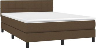 vidaXL Vidaxl - Cama Box Spring Colch&oacute;n Luces Led Tela Marr&oacute;n Oscuro 140x200cm