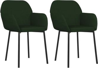 vidaXL Vidaxl - Sillas De Comedor 2 Unidades Terciopelo Verde Oscuro