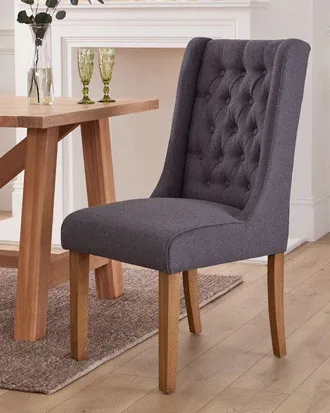 Dibor Cannes Button Back Kitchen Furniture Dining Room Chair - Charcoal in Brown