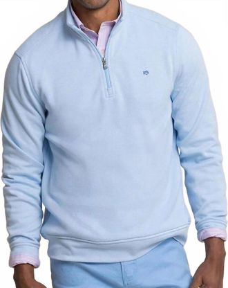 Southern Tide Sandy Cove Pique Quarter Zip Top In Ocean Channel