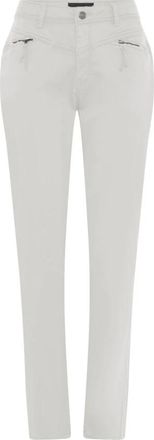 C.Ro Witte Broek met Voorste Knoop en Ritsdetails - Dames - Skinny Jeans - Wit - S - Katoen - Jeans