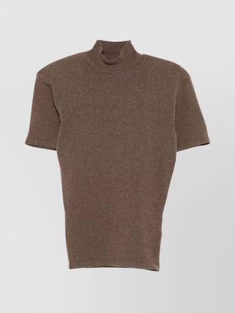 Jacquemus short sleeve mock neck top with shoulder pads