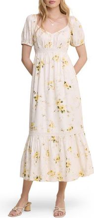 Nobody's Child Maryam Floral Midi Dress in White at Nordstrom, Size 14