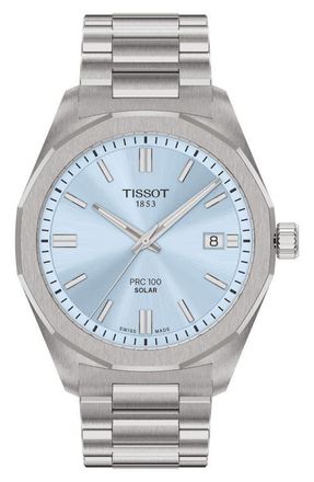 Tissot PRC 100 Solar Quartz Bracelet Watch, 39mm in Ice Blue at Nordstrom