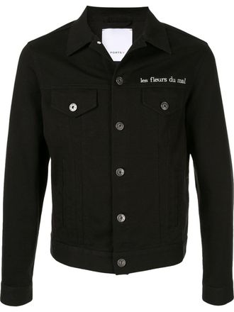 Ports V logo embroidered shirt jacket - unisex - Spandex/Elastane/Cotton - S - Black