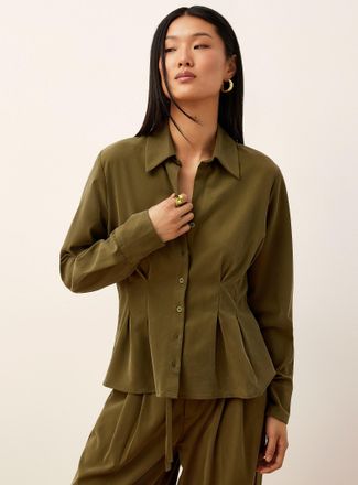 Icone Womens Pleated waist velvety shirt