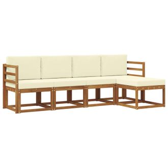 vidaXL Conjunto De Sof&aacute;s De Exterior Con Coj&iacute;n 5 Pcs Natural Y Crema Vidaxl