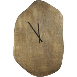 Beliani Wall Clock Aluminium 78x50 cm Brass Finish Irregular Shape Black Hands Decorations Ganges