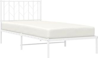 vidaXL Metal Bed Frame without Mattress with Headboard White 90x190cm vidaXL