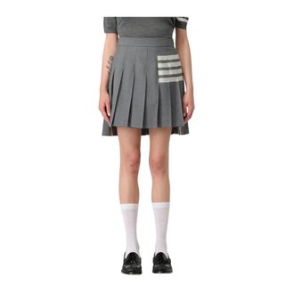 Thom Browne Short Skirts, female, Gray, XS, Pleated Wool Twill Skirt