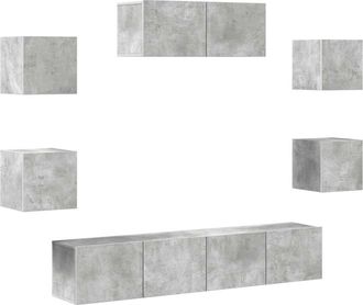 vidaXL Set De Muebles De Tv 7 Pzas Madera Contrachapada Gris Hormig&oacute;n Vidaxl