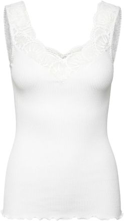 Rosemunde Spitzentop ROSEMUNDE Beatha Lace Top, Damen, Gr. XL, weiss (wei&szlig;), Feinripp, Obermaterial: 55% Seide, 45% Baumwolle, V-Ausschnitt, Tops Spitzentop, Vi