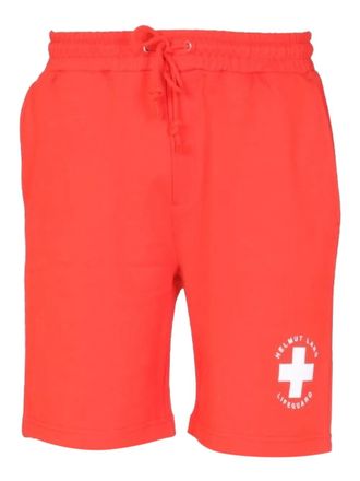 Helmut Lang drawstring graphic shorts - Red