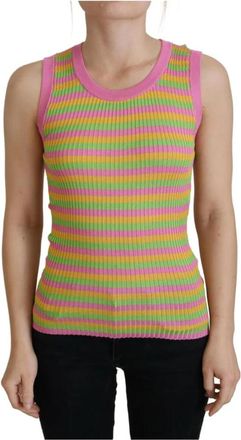 Dolce & Gabbana Zijden Mouwloze Tanktop Vest - Dames - Tops zonder mouwen - Veelkleurig - XS - Tops