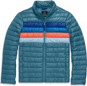 primary Grown-Ups Puffer Jacket In Stripe in Slate Blue Placed Stripe at Nordstrom, Size Xx-Large
