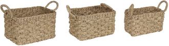 Beliani Beliani - Conjunto De 3 Cestas De Almacenaje Hechas A Mano Con Asas Tejido De Hierba Marina Claro Hoian
