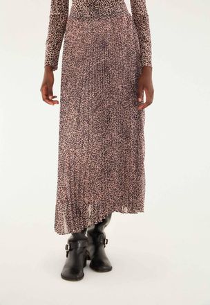 Farm Rio Baby Leopard Pleated Maxi Skirt In Pink