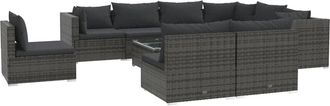 vidaXL Set De Muebles De Jard&iacute;n 10 Pzas Y Cojines Rat&aacute;n Sint&eacute;tico Gris Vidaxl