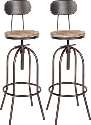 Clp Clp - Set De 2 Taburetes De Bar Pino En Madera & Metal Bronce