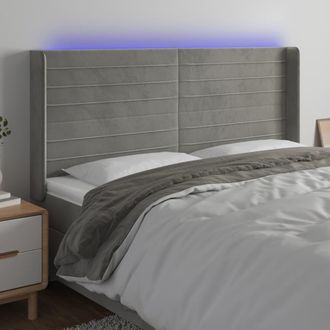 vidaXL Cabecero Con Led De Terciopelo Gris Claro 203x16x118/128 Cm Vidaxl