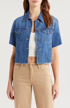 Hidden Jeans Crop Denim Shirt in Dark Wash at Nordstrom, Size X-Small