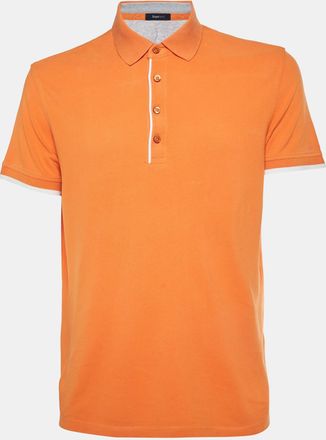 Ermenegildo Zegna Orange Pique Knit Polo T-Shirt