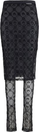 Marine Serre Black Recycled Polyamide Midi Womens Skirt