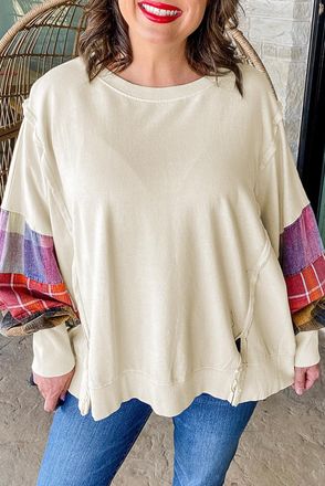 Azura Exchange Geruite Mouwen Lange Mouwen Top