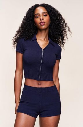 Guizio Calesia Zip Up Top in Navy at Nordstrom, Size Xxx-Small
