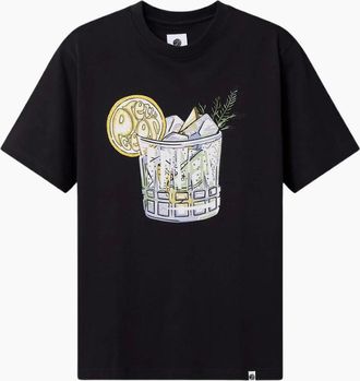 Pretty Green Mens Pretty Green Gin and Tonic Black T-Shirt - White - Size: 40