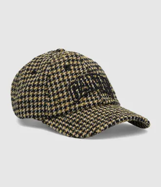 Ganni Casquette Woollen Check Blazing Yellow