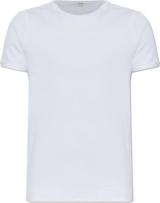 Versace Geborduurde Geribbelde Katoenen Jersey T-Shirt - Heren - T-shirts - Wit - L - Katoen - Tops