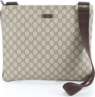 Gucci Brown Leather Coated Canvas Shoulder Bag (Pre-Owned)