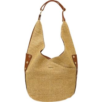 Hammitt Tom Zip Hobo Bag in Cocoa Raffia/Gold at Nordstrom